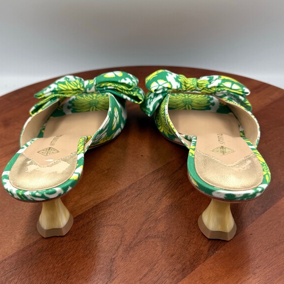 Antonio Melani Alora Royal Palm Bow Slide Sandals Kitten Heel Mule Womens 6.5 - Picture 6 of 12
